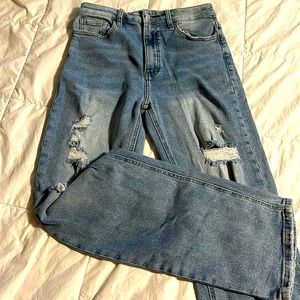 Light wash bootcut ripped jeans